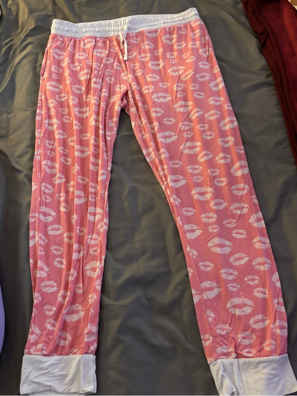 Little Sleepies Pink Lip-Print Lounge Pants